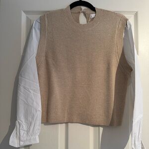 Mango Ribbed Beige Knit Top